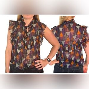 Warm NY Silk Ruffle Sleev top sz 2